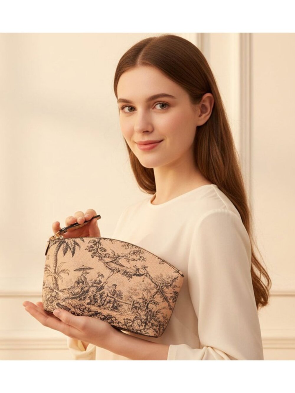 Tigerstars Gold Printed Wristlet Cosmetic Pouch Bag